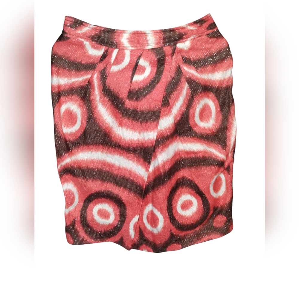 Tory Burch Stylish Rust Red and Black Linen Women's Skirt like new Size 4
